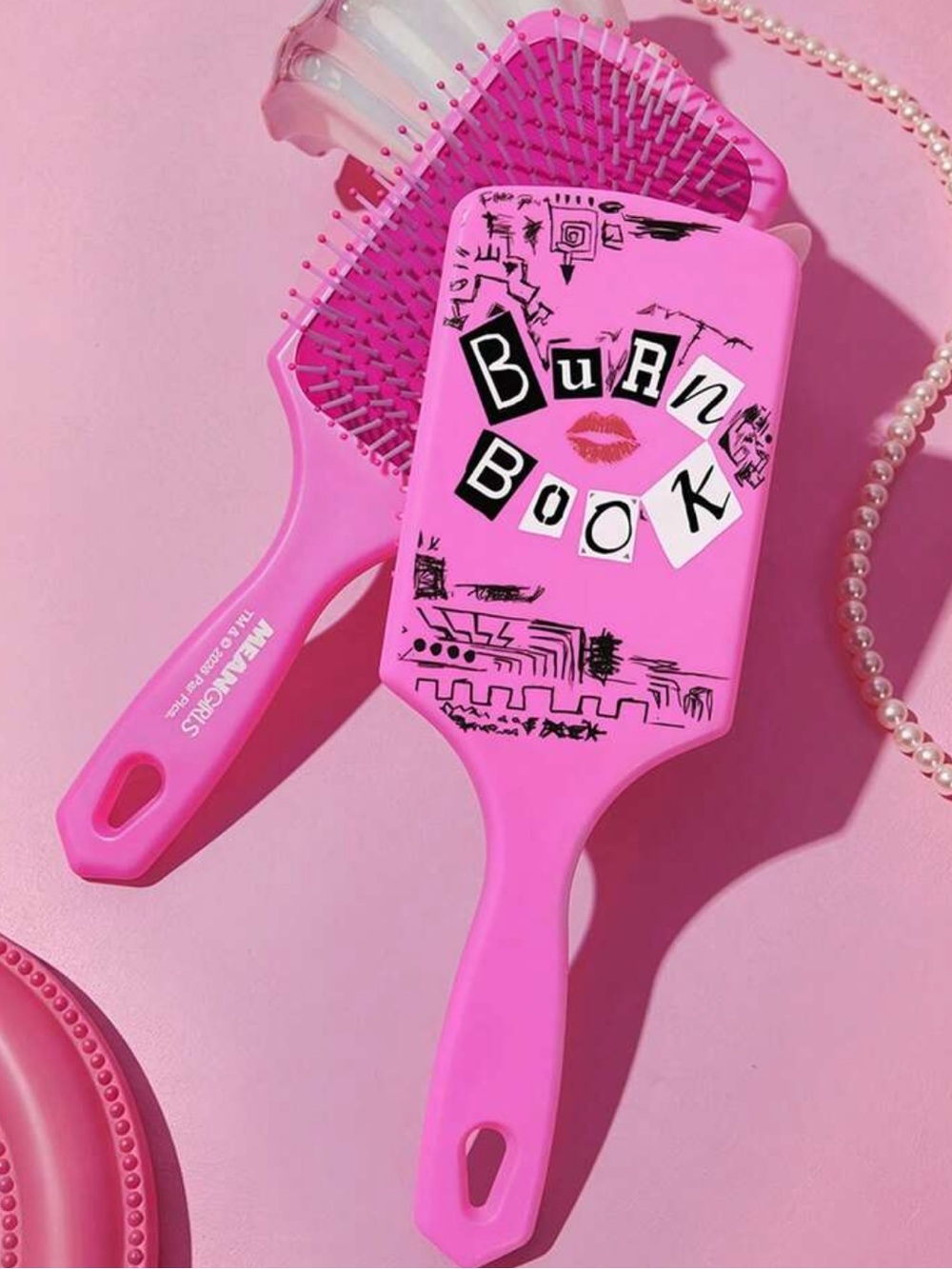 Macy's Pink Burn Book Paddle Hair Brush - Bright Pink Detangler